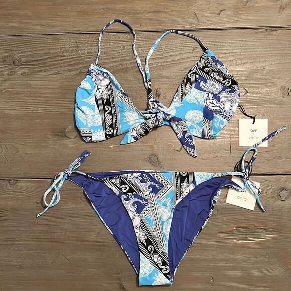 NWT Onia X DVF Kate String Bikini Bottoms Alaskan Blue - L - Picture 4 of 9